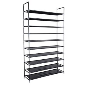 lapday 10 Tiers Shoe Rack 50 Pairs Non-Woven Fabric Shoe Tower Organizer Cabinet, Space Saving Shoe Storage (Black)