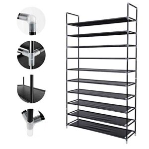 lapday 10 Tiers Shoe Rack 50 Pairs Non-Woven Fabric Shoe Tower Organizer Cabinet, Space Saving Shoe Storage (Black)