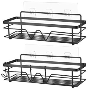 ToNewBe Self Adhesive Shower Shelves, Storage Rack Organizer with 3 Shower Caddy Hooks , Shower Rack No Drilling Wall Mounted Shower Storage Self, 2 Packs Shower Caddy.