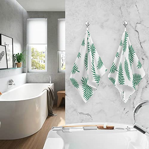 ALAZA Hand Drawn Palm Tree Leaves Hand Towels for Bathroom 1OO% Cotton 2 pcs Face Towel 16 x 28 inch, Absorbent Soft & Skin-Friendly