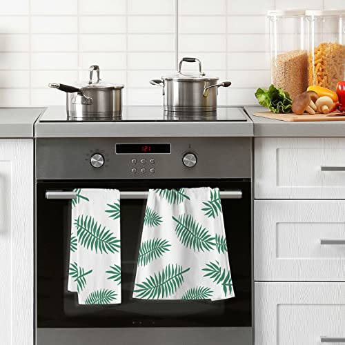 ALAZA Hand Drawn Palm Tree Leaves Hand Towels for Bathroom 1OO% Cotton 2 pcs Face Towel 16 x 28 inch, Absorbent Soft & Skin-Friendly