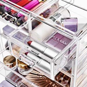 Sorbus Acrylic Clear Makeup Organizer - Big & Spacious Cosmetic Display Case - Stylish Designed Jewelry & Make Up Organizers and Storage for Vanity, Bathroom (4 Large, 2 Small Drawers)