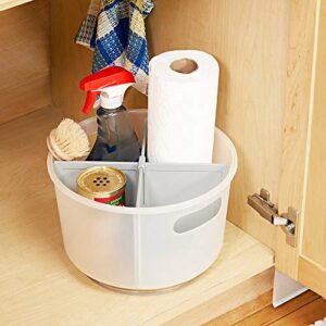 Madesmart 4-Compartment Rotating Bathroom Tote with Removable Dividers and Handles, Resin Bathroom Storage Caddy Organizer, Frost