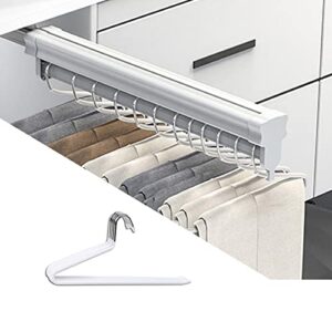 heavy duty retractable pull out pants rack,aluminum alloy pull out closet valet rod,extendable wardrobe rail tube for hanging clothes, top mount,5 pcs pants rack ( color : white , battery *1 : 31cm )