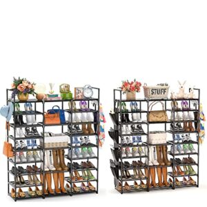 huolewa 2 pack shoe rack storage organizer, 9 tier large shoes rack for entryway closet, free standing shoes shelf stand, sturdy big black metal space saving shoe