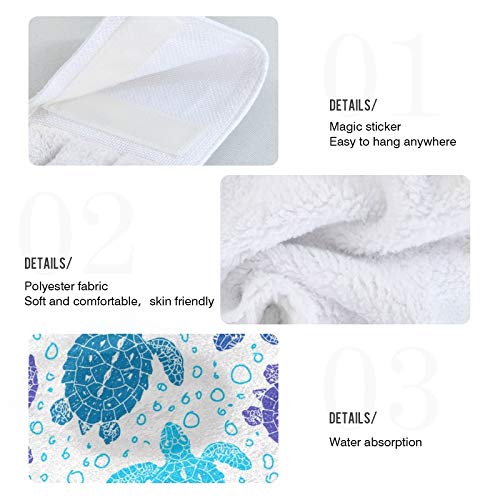 DIGTIA Summer Turtle Sea Hand Towel Kitchen 2 Pack Blue Sea Animal Bathroom Towels Tie Towel with Loop Fingertips Towel for Bathroom