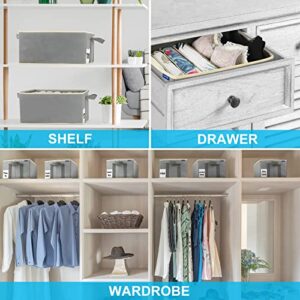 roomtalk Wardrobe Clothes Organizer for Shirts & Pants 8-Grids, Clothes Organizer for Folded Clothes with Double Handles & Label Pocket, 11.8" W x 16.5" D x 7.9" H, 2 Pack Grey.