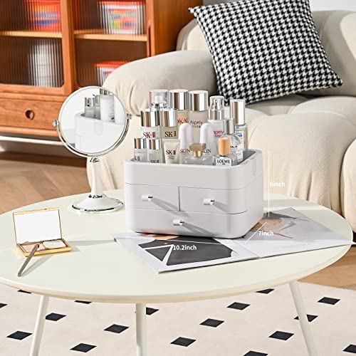 Makeup Organizer for Vanity, Cosmetic Display Case, Makeup Storage Organzier with 3 Drawers for Bathroom Countertop, Cosmetic Storage for Skin Care, Brushes, Eyeshadow, Lotions, Lipstick, Nail Polish