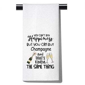 pofull you can’t buy happiness kitchen towel for the champagne lover housewarming party decor (you can’t buy towel)