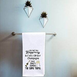 POFULL You Can’t Buy Happiness Kitchen Towel for The Champagne Lover Housewarming Party Decor (You Can’t Buy Towel)