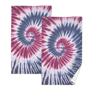 alaza spiral tie dye pattern hand towels for bathroom 1oo% cotton 2 pcs face towel 16 x 28 inch, absorbent soft & skin-friendly