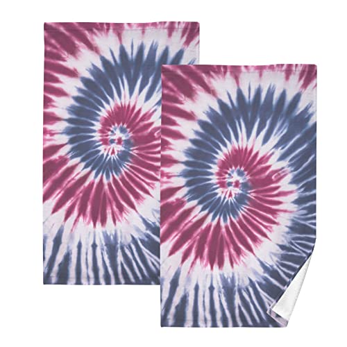 ALAZA Spiral Tie Dye Pattern Hand Towels for Bathroom 1OO% Cotton 2 pcs Face Towel 16 x 28 inch, Absorbent Soft & Skin-Friendly