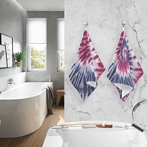 ALAZA Spiral Tie Dye Pattern Hand Towels for Bathroom 1OO% Cotton 2 pcs Face Towel 16 x 28 inch, Absorbent Soft & Skin-Friendly