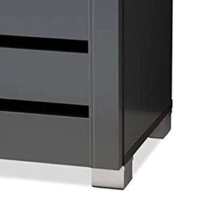 Baxton Studio Adalwin Modern and Contemporary Dark Gray 3-Door Wooden Entryway Shoe Storage Cabinet