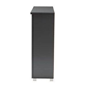 Baxton Studio Adalwin Modern and Contemporary Dark Gray 3-Door Wooden Entryway Shoe Storage Cabinet