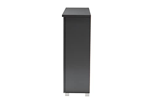 Baxton Studio Adalwin Modern and Contemporary Dark Gray 3-Door Wooden Entryway Shoe Storage Cabinet