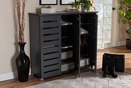 Baxton Studio Adalwin Modern and Contemporary Dark Gray 3-Door Wooden Entryway Shoe Storage Cabinet