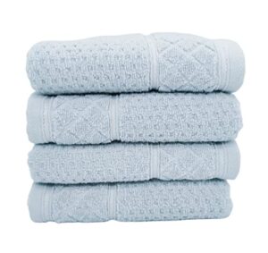 aneway hand towels for bathroom 100% cotton soft absorbent hand towel set, 13 x 29 inches (cerulean blue, 4 pack)