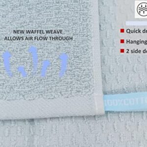 ANEWAY Hand Towels for Bathroom 100% Cotton Soft Absorbent Hand Towel Set, 13 x 29 Inches (Cerulean Blue, 4 Pack)