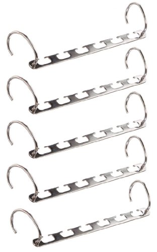 5starsuperdeals Metal Cascading Space Saving Closet Hangers - 360 Swivel Action - Maximize Closet Space & Organize - 5pc Set