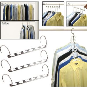 5starsuperdeals Metal Cascading Space Saving Closet Hangers - 360 Swivel Action - Maximize Closet Space & Organize - 5pc Set