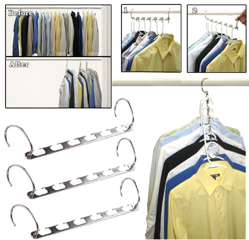 5starsuperdeals Metal Cascading Space Saving Closet Hangers - 360 Swivel Action - Maximize Closet Space & Organize - 5pc Set