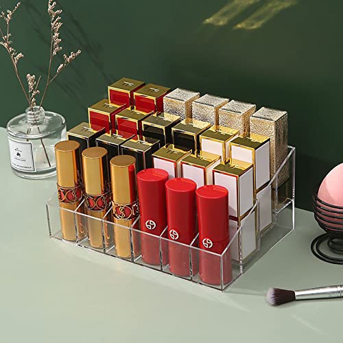 FSCGIFE 24 Spaces Lipstic Organzier Clear Lisptic Holder Acrylic Makeup Organizer Prefume Organizer Cosmetic Display Cases