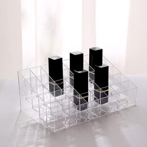 FSCGIFE 24 Spaces Lipstic Organzier Clear Lisptic Holder Acrylic Makeup Organizer Prefume Organizer Cosmetic Display Cases