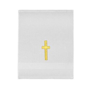 h.f. clergy towel with pastor’s appreciation gold cross (white/gold)