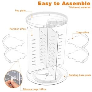 Rotating Makeup Organizer, DIY 8 Adjustable Layers Spinning Skincare Organizer, Cosmetic Display Case with Brush Holder Perfume Tray, Multi-Function Storage Carousel for Vanity Bathroom Countertop