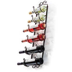 sagler towel rack and wine rack - bronze wall wine rack - wall mounted wine rack fits up 6 level wine bottles and many towels - fits as bathroom towel holder, or towel hanger, or a cap rack