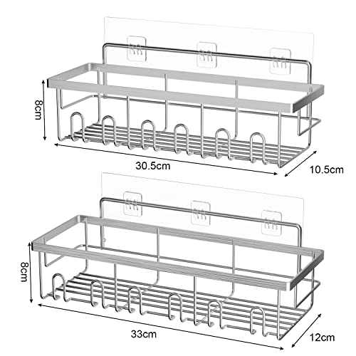 304 Stainless Steel Rustproof Shower Caddy Basket , Adhesive Shower Shelves, No Drilling Wall Mounted Adhesive Bathroom Storage Organizer, Shower Caddy Bathroom Shelf for Shampoo Conditioner Razor