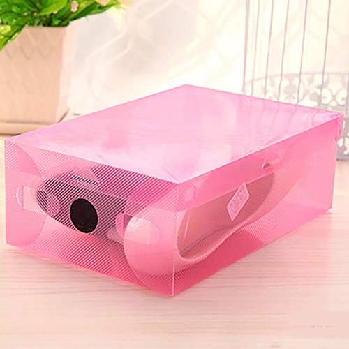 NszzJixo9 5 PC Shoe Storage Box,Clear Corrugated Plastic Shoe Boxes - Foldable Stackable Clear Plastic Drawer Case Organizer Box Holder Shoe Storage Ideal for Travel