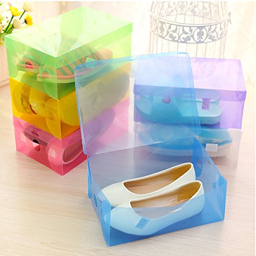 NszzJixo9 5 PC Shoe Storage Box,Clear Corrugated Plastic Shoe Boxes - Foldable Stackable Clear Plastic Drawer Case Organizer Box Holder Shoe Storage Ideal for Travel