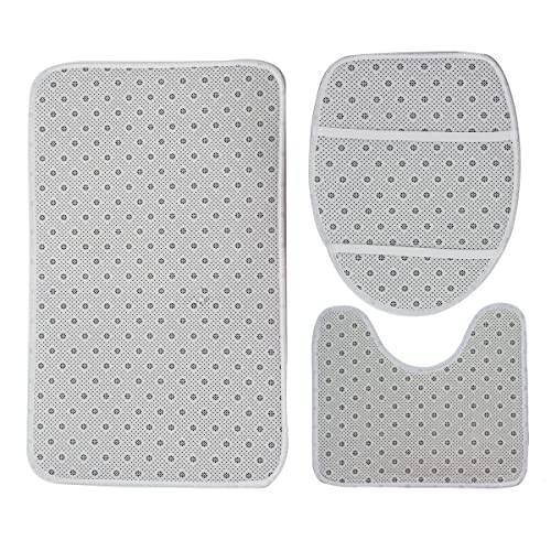 WEEGEEKS Bathroom Rugs Sets 3 Piece with Toilet Cover, Bath Mats for Bathroom Non Slip, U-Shaped Contour Toilet Mat, Bathroom Decor Sets, Machine Washable Bath Rugs (Cactus)