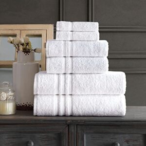 Hammam Linen White Bath Towels Set 6-Piece Original Turkish Cotton Soft, Absorbent and Premium Towel for Bathroom and Kitchen 2 Bath Towels, 2 Hand Towels, 2 Washcloths