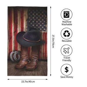 Ohiokwei American Western Cowboy Pattern Hand Towels,Ultra Soft Highly Absorbent Bathroom Towel Kitchen Dish Guest Towel for Bathroom, Hotel, Gym and Spa(27.5" x 15.7")