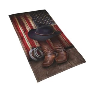Ohiokwei American Western Cowboy Pattern Hand Towels,Ultra Soft Highly Absorbent Bathroom Towel Kitchen Dish Guest Towel for Bathroom, Hotel, Gym and Spa(27.5" x 15.7")