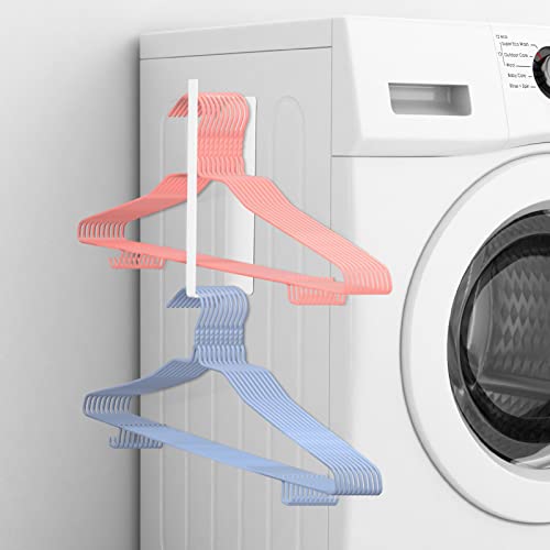 Magnetic Hanger Storage Rack,Wall Mount Clothes Rack Organizer for Washing Machine,Hanger Stacker for Closet Laundry Room,Space Saving Clothes Hanger Storage (White)