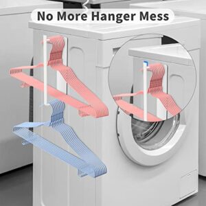 Magnetic Hanger Storage Rack,Wall Mount Clothes Rack Organizer for Washing Machine,Hanger Stacker for Closet Laundry Room,Space Saving Clothes Hanger Storage (White)