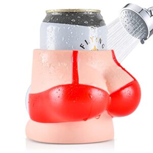 shower beer buddy - red bikini shower beer can holder w/ silicone suction cup | holds your cold beer can in the shower or bath tub | drink accessories gifts bathtub caddy bathroom shower beer holder