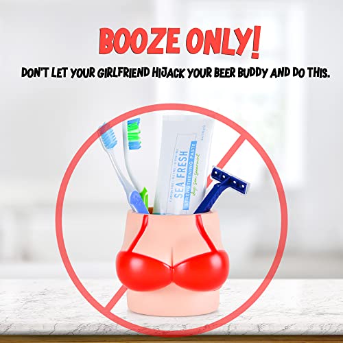 Shower Beer Buddy - Red Bikini Shower Beer Can Holder w/ Silicone Suction Cup | Holds Your Cold Beer Can in the Shower or Bath Tub | Drink Accessories Gifts Bathtub Caddy Bathroom Shower Beer Holder