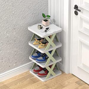 cusnestal stackable shoe rack for closet, shoe organizer storage for entryway, free combination shoe cabinet for home, 4-tie, green