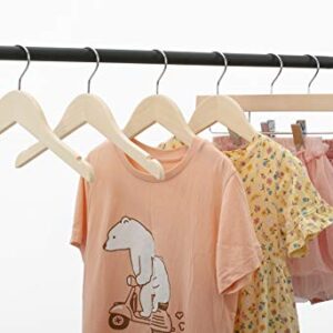 Premium Children Kids Baby Toddler Solid Unfinished/Natural Wood Coat Dress Hangers, Wooden Clothes Hangers- 360° Stronger Swivel Hook- Smoothly Cut Notches-10 Pack- Natural Color LM02KN