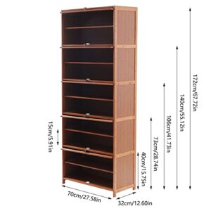 Bamboo Large Shoe Storage Cabinet, 10 Tier Freestanding Shoes Shelf Rack,Tall Shoe Storage Cabinet for 30 Pairs Entryway Hallway Living Room Bedroom(70CM)