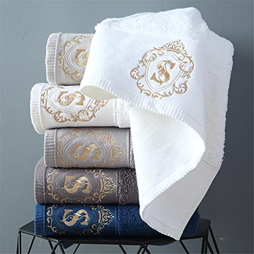 QWERTY Cotton Towels Bathroom Face Bath Towel Set Soft Five Star Hotel Towel Adults Serviette (Color : Black)