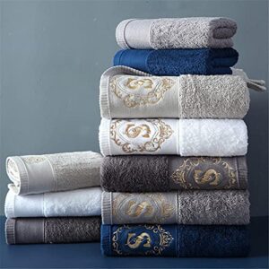 QWERTY Cotton Towels Bathroom Face Bath Towel Set Soft Five Star Hotel Towel Adults Serviette (Color : Black)