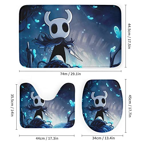 Woodyotime Hollow Game Knight Shower Curtain Sets 4 Piece Bathroom Set Shower Curtain Non-Slip Rugs Toilet Lid Cover Bath Mat Bathroom Decor