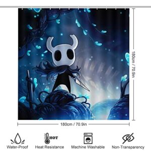 Woodyotime Hollow Game Knight Shower Curtain Sets 4 Piece Bathroom Set Shower Curtain Non-Slip Rugs Toilet Lid Cover Bath Mat Bathroom Decor