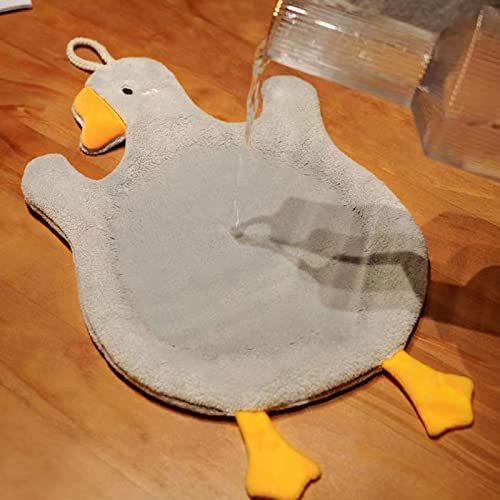 Cute Cartoon Animal Hand Towels, Funny Duck Hanging Hand Towel Soft Absorbent Microfiber Towels for Bathroom Kitchen Decoration (White)